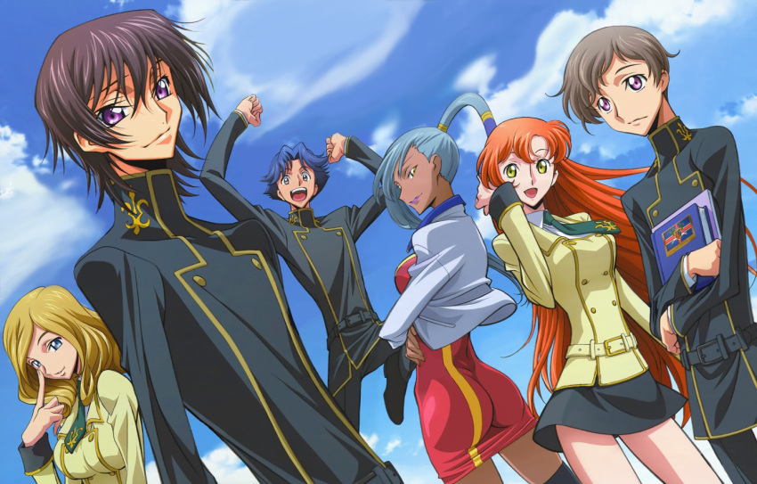 code_geass, lelouch_lamperouge, millay_ashford, rivalz_cardemonde, rollo_lamperouge, shirley_fenette, sky, viletta_nu
