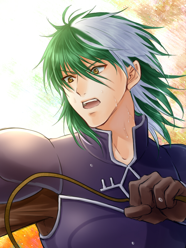 1boy, armor, fire_emblem, fire_emblem:_rekka_no_ken, gloves, green_hair, heath, komugikomix