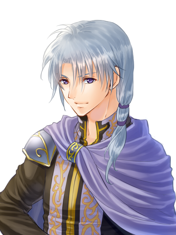 1boy, cape, fire_emblem, fire_emblem:_rekka_no_ken, grey_hair, komugikomix, long_hair, low_ponytail