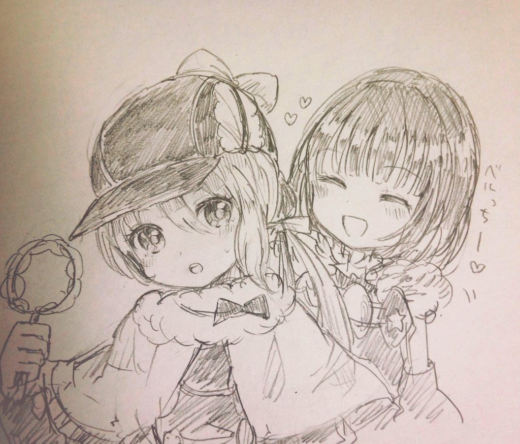 2girls, 364poyo, detective, detick_bell, hat, lapis_lazuline, magnifying_glass, mahou_shoujo_ikusei_keikaku