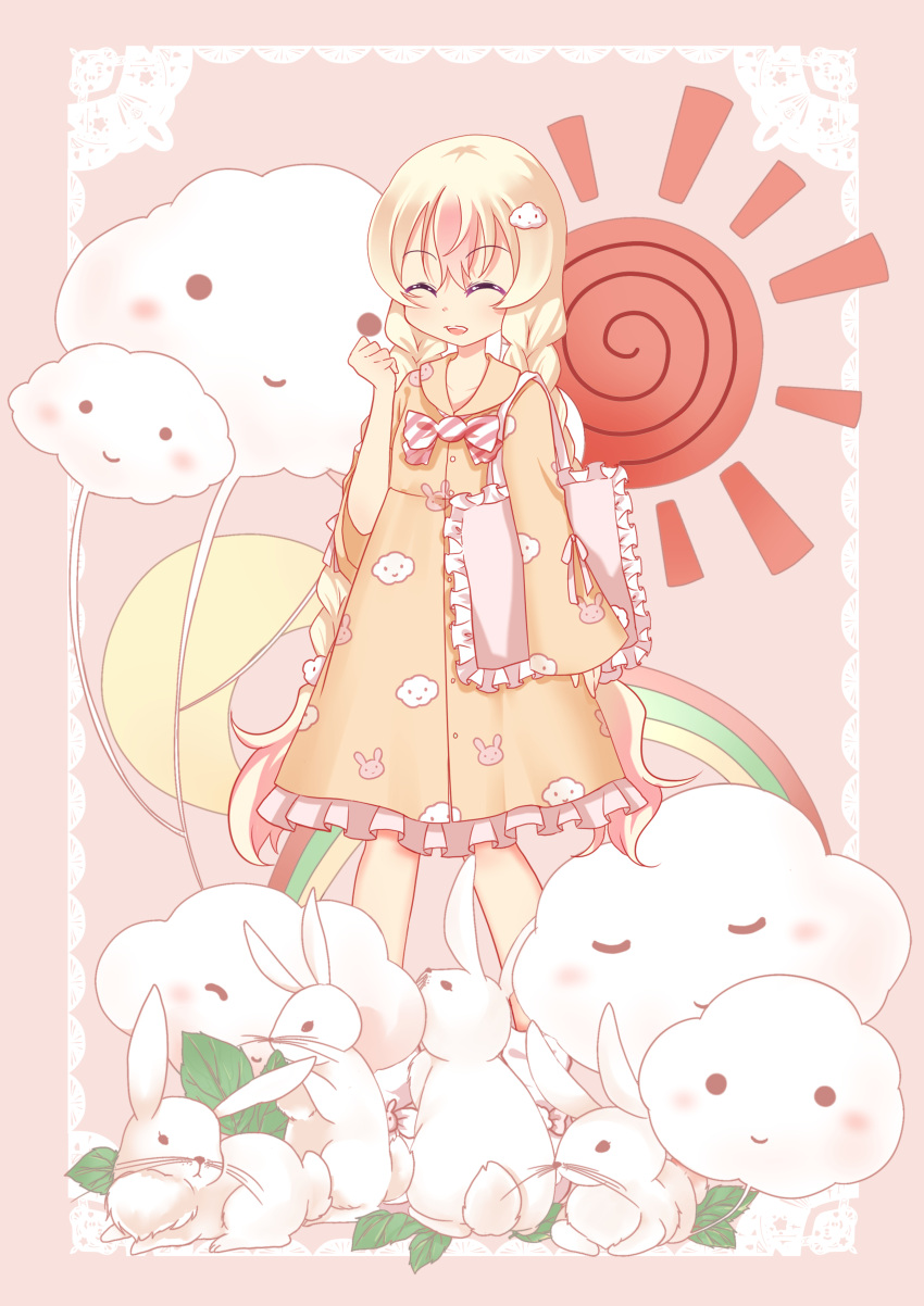 1girl, absurdres, alternate_costume, alternate_hairstyle, blonde_hair, clouds, highres, lin_xiao_miao