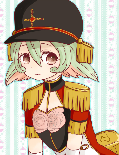 1girl, 6269, epaulettes, green_hair, hat, heart, mahou_shoujo_ikusei_keikaku, mahou_shoujo_ikusei_keikaku_limited