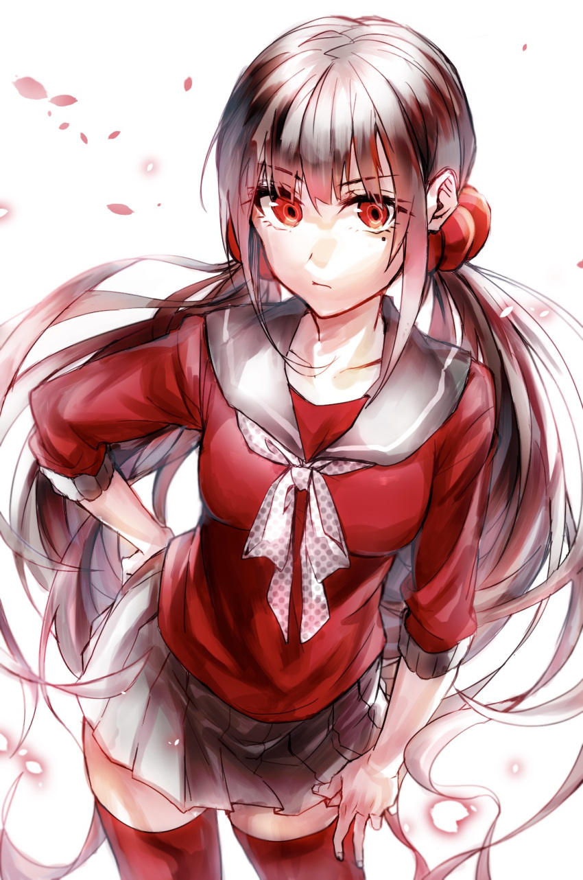1girl, betti_(maron), black_hair, dangan_ronpa, hand_on_hip, harukawa_maki, highres, looking_at_viewer