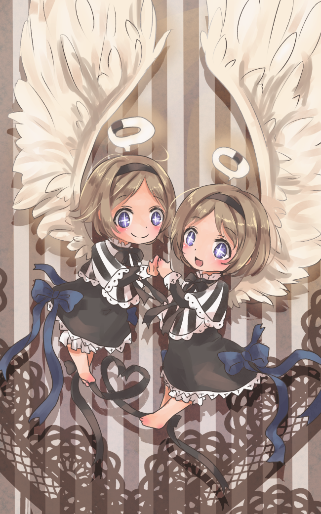 2girls, blonde_hair, child, halo, mahou_shoujo_ikusei_keikaku, minael, multiple_girls, shironeko_yuuki