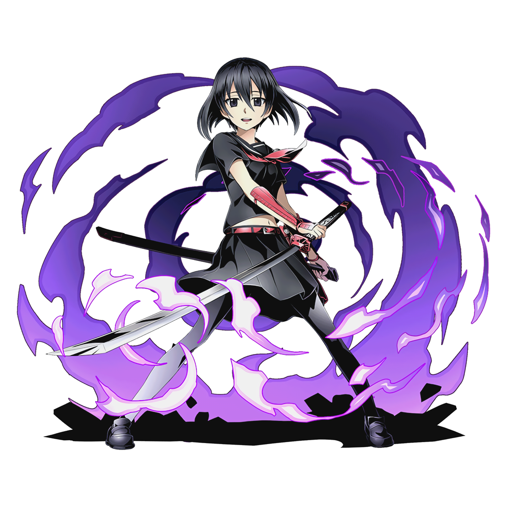 1girl, akame_ga_kill!, belt, black_eyes, black_hair, black_shirt, black_skirt, divine_gate