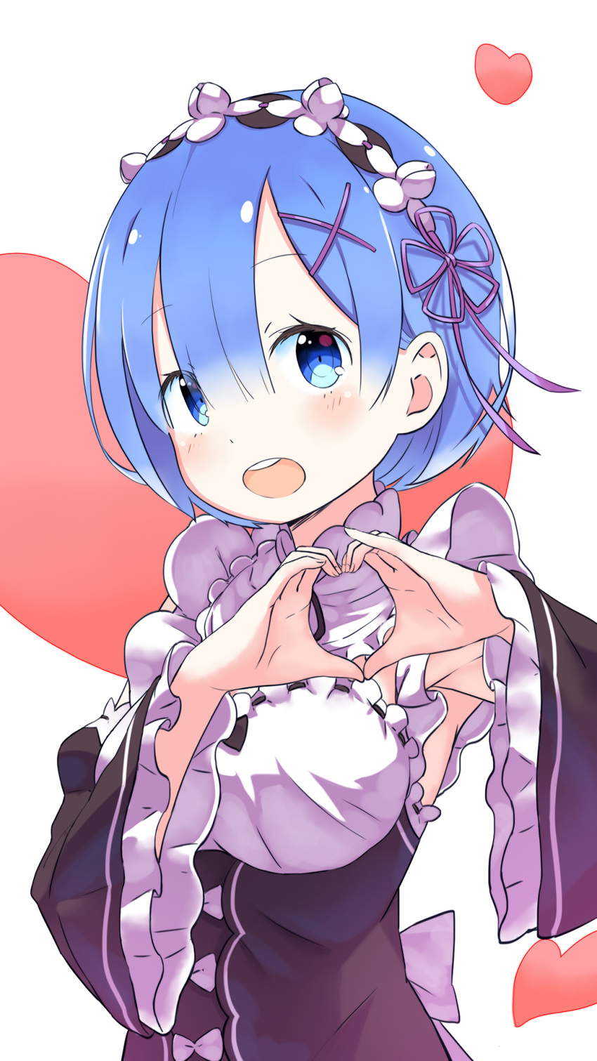1girl, black_ribbon, blue_eyes, blue_hair, breasts, detached_sleeves, eyes_visible_through_hair, frilled_sleeves