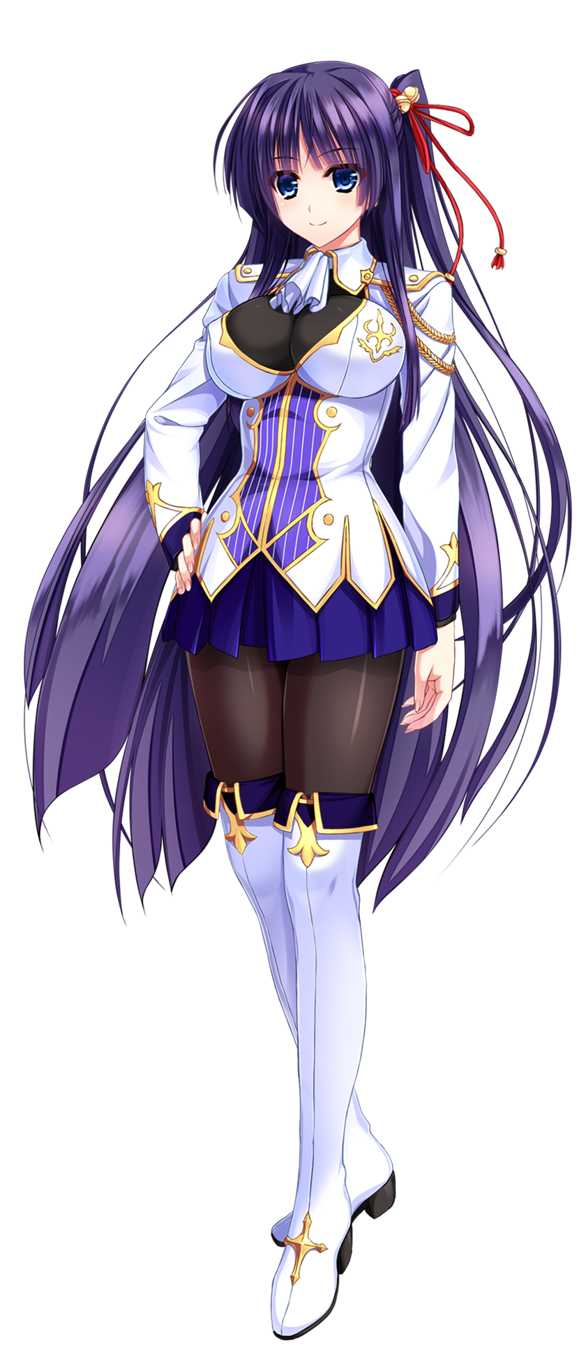 1girl, amasaka_takashi, bell, breasts, detached_sleeves, full_body, hair_bell, hair_ornament