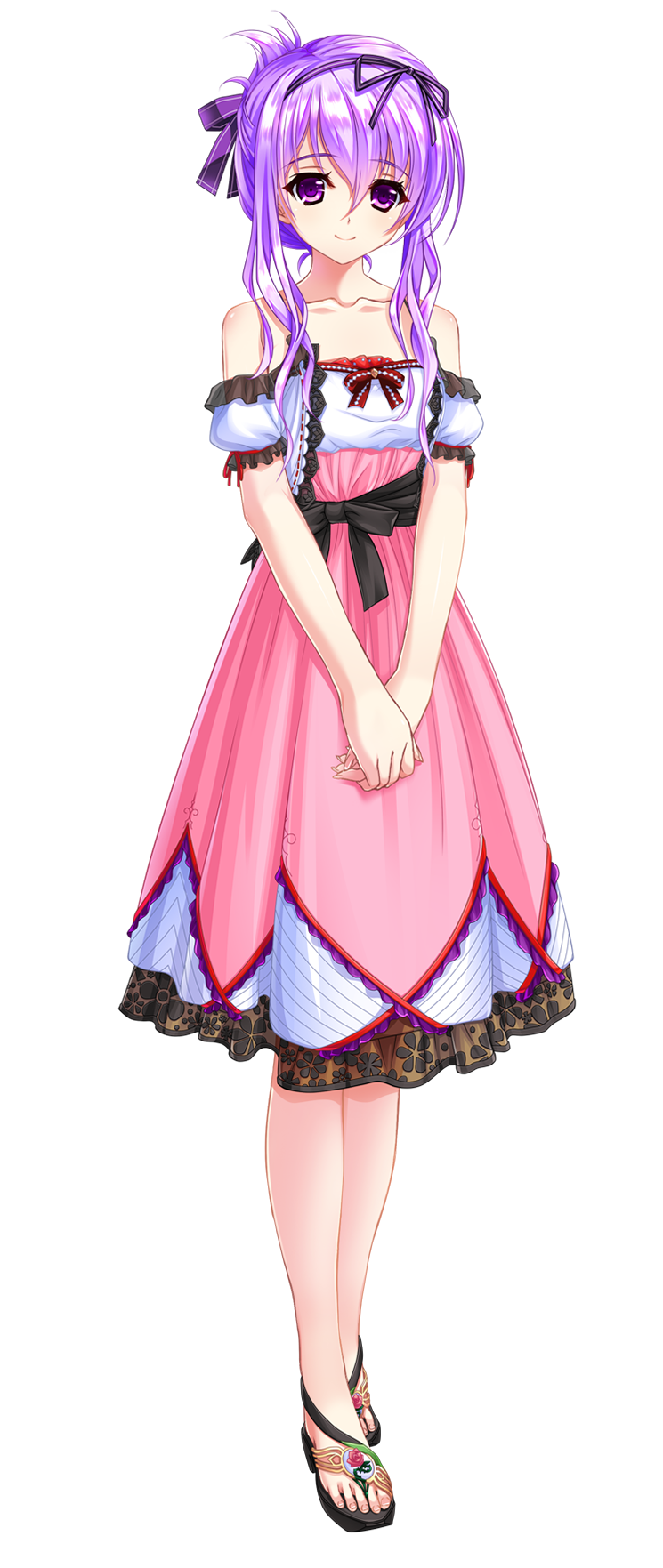 1girl, amasaka_takashi, bare_shoulders, bow, dress, eyebrows_visible_through_hair, full_body, hair_bow