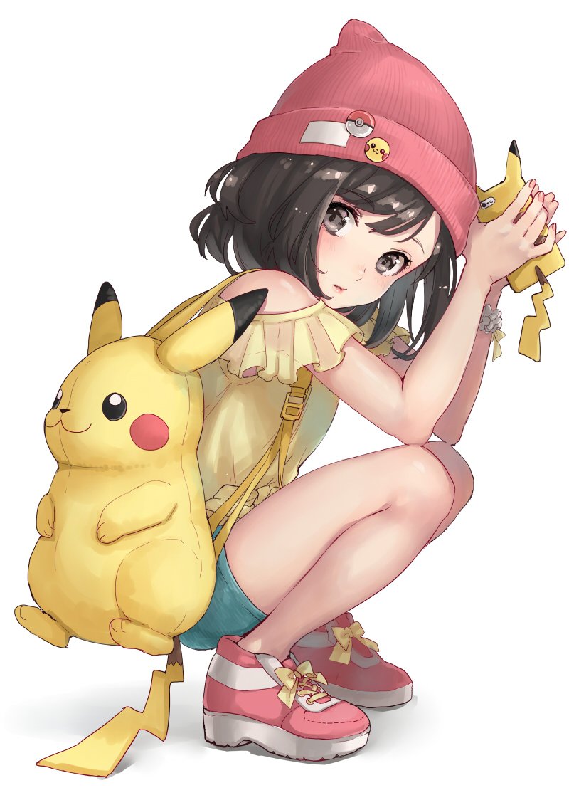 1girl, bag, beanie, black_eyes, black_hair, blush, female_protagonist_(pokemon_sm), from_side