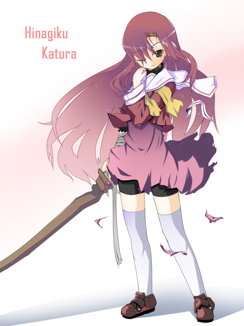 bokken, hairband, hayate_no_gotoku!, highres, katsura_hinagiku, long_hair, masamune_bokken, pink_hair