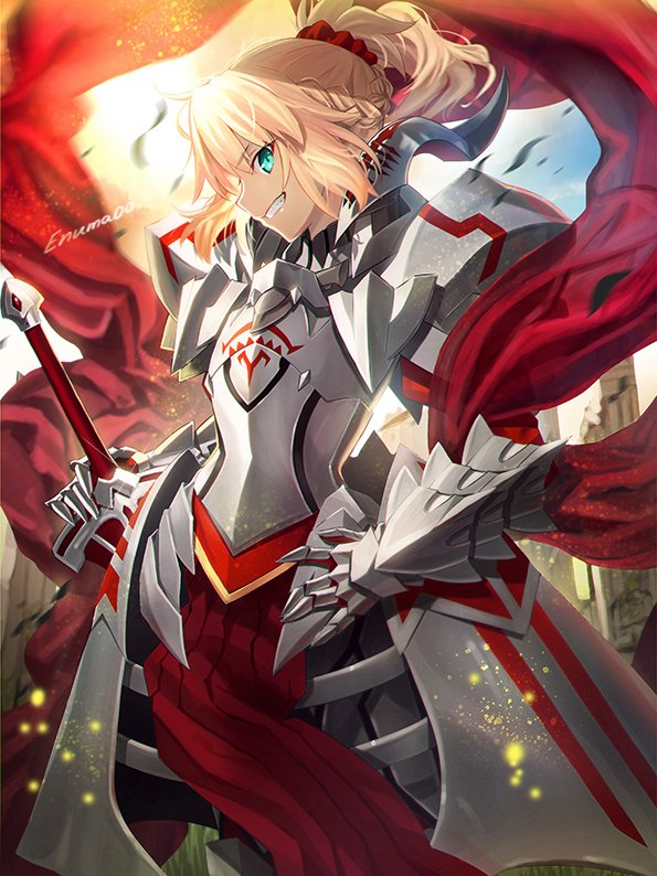 1girl, aora, armor, armored_dress, bangs, breastplate, clarent, fate/apocrypha