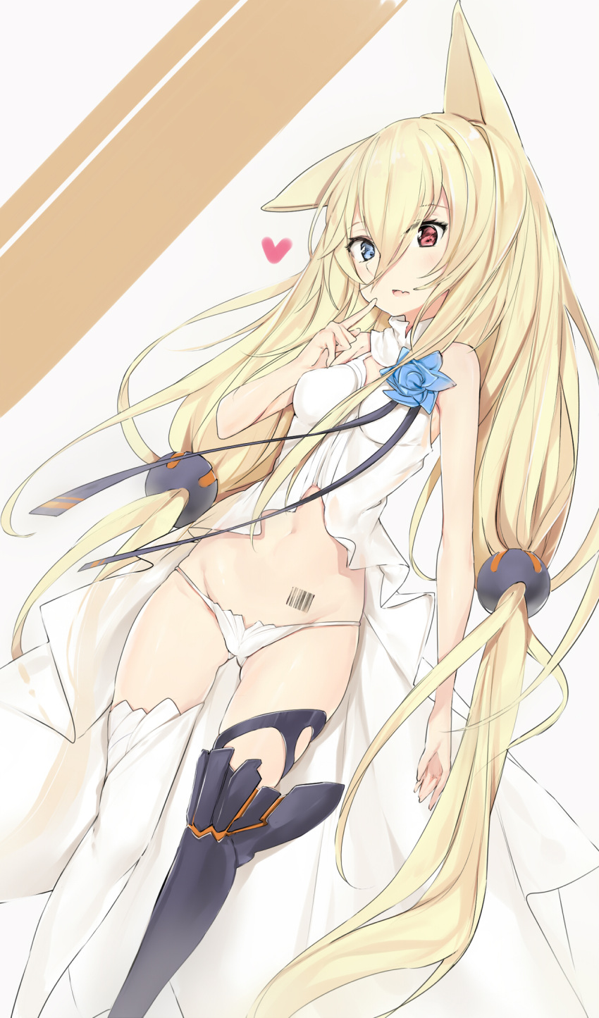 1girl, animal_ears, arms_at_sides, bangs, barcode_tattoo, blonde_hair, blue_eyes, breasts