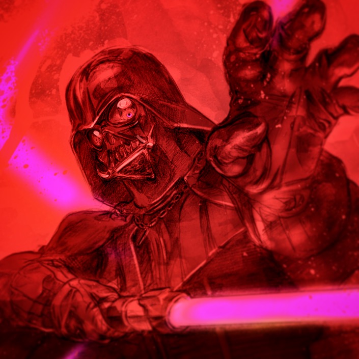 1boy, armor, blood, cape, crazy_eyes, creepy, cyborg, darth_vader