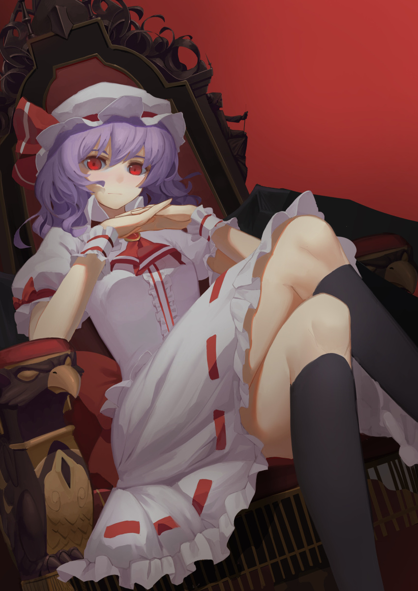 1girl, absurdres, bird, black_legwear, brooch, chair, cravat, dutch_angle