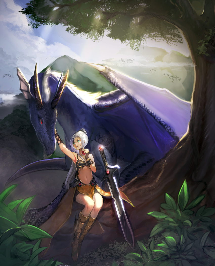 1girl, absurdres, apple, arm_up, armor, armpits, bangs, bare_shoulders