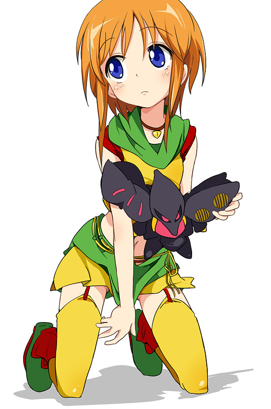 blush, elpeo_puru, garters, gundam, gundam_zz, ixy, kneeling, navel
