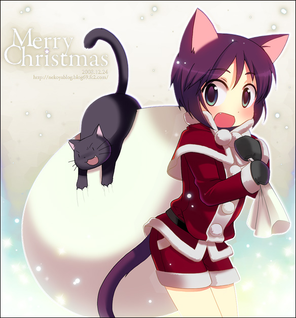 cat, cat_ears, christmas, mittens, nekoya, tail