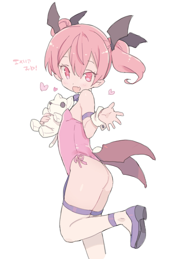 1girl, ass, bare_shoulders, blade_(galaxist), blush, bow, bowtie, demon_girl