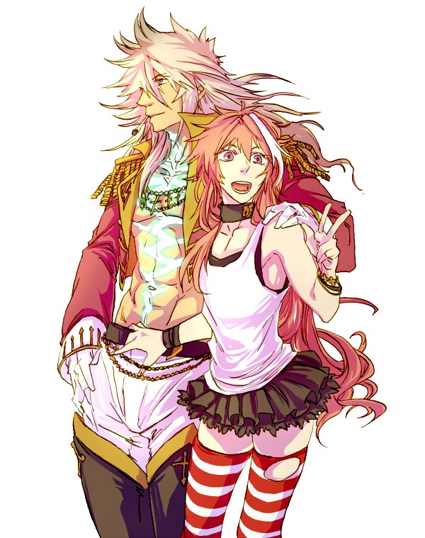 2boys, abs, blue_eyes, braid, crossdressinging, dark_skin, fate/apocrypha, fate_(series)