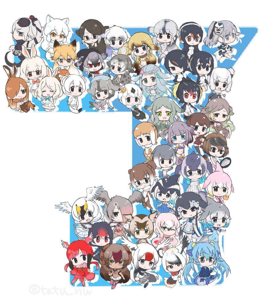 6+girls, :3, ^_^, alaskan_sea_otter_(kemono_friends), animal_ears, arctic_fox_(kemono_friends), arctic_hare_(kemono_friends), baikal_seal_(kemono_friends)