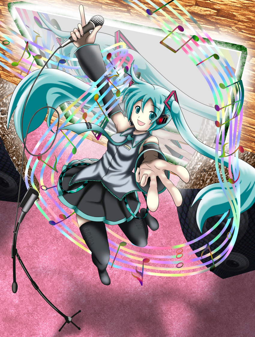 aqua_eyes, aqua_hair, colorful, detached_sleeves, hands, hatsune_miku, highres, long_hair