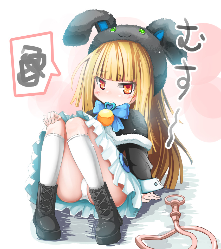 1girl, absurdres, blonde_hair, boots, bow, curran, dress, duel_monster