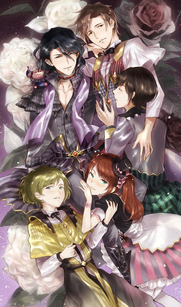 5boys, asselin_bb_ii, black_hair, blue_eyes, brown_eyes, brown_hair, cafe_parade, choker