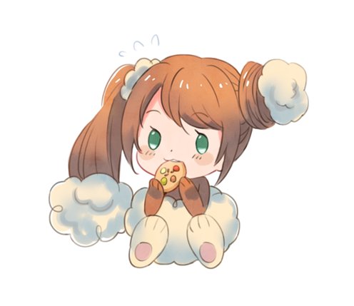 1boy, bangs, buneary, bunnyboy, eating, eyelashes, full_body, green_eyes