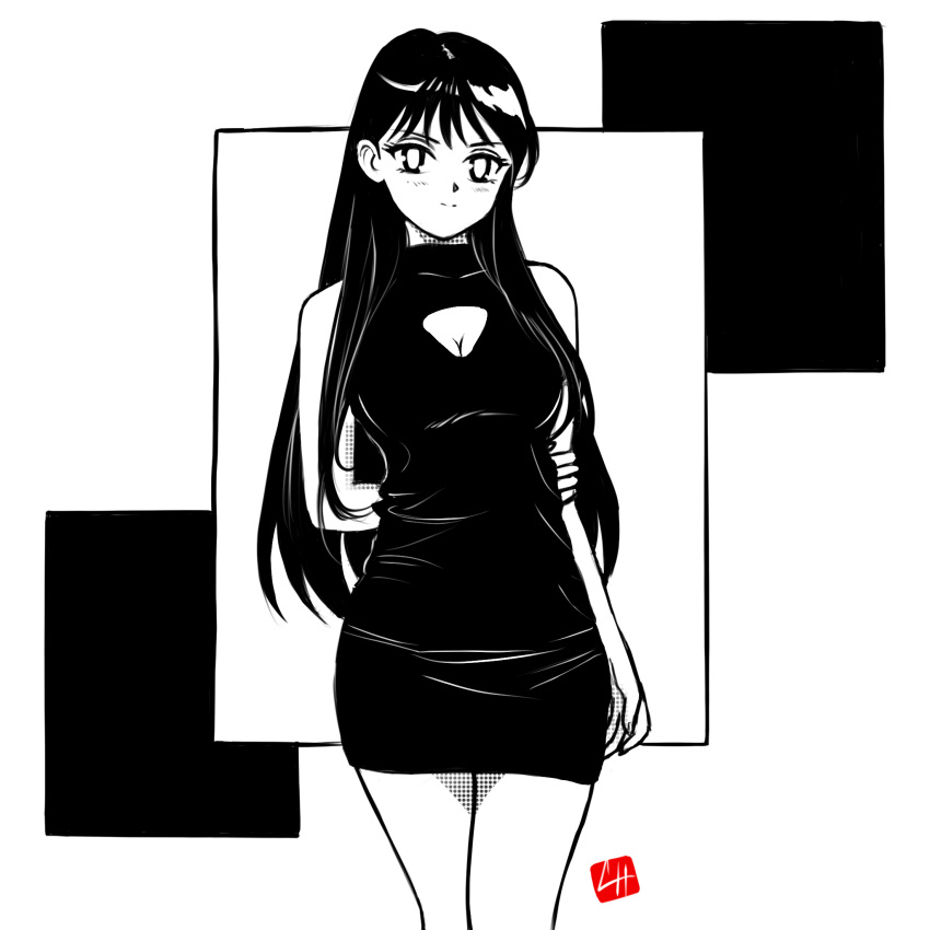 1girl, arm_behind_back, bishoujo_senshi_sailor_moon, breasts, chris_re5, cleavage, cleavage_cutout, dress