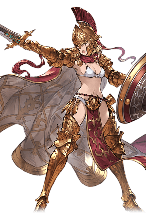 1girl, alpha_transparency, armor, bikini_top, boots, djeeta_(granblue_fantasy), gauntlets, granblue_fantasy