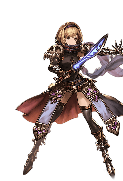 1girl, alpha_transparency, blonde_hair, bob_cut, brown_eyes, djeeta_(granblue_fantasy), elbow_gloves, enhancer_(granblue_fantasy)