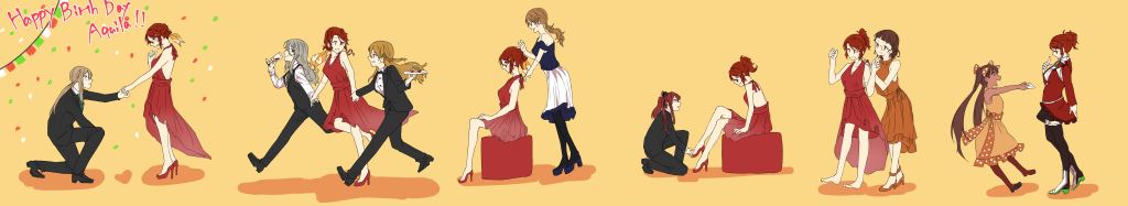 6+girls, alternate_costume, alternate_hairstyle, aquila_(kantai_collection), armpit_cutout, bangs, black_bow, black_bowtie