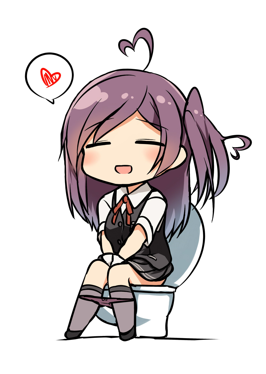 1girl, :d, =_=, ahoge, chibi, hagikaze_(kantai_collection), heart, highres