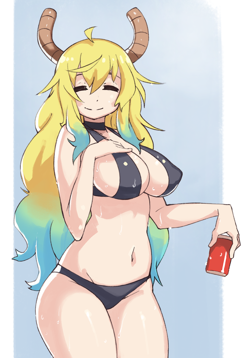 1girl, ahoge, alternate_costume, bangs, bare_shoulders, bikini, bikini_bottom, black_bikini