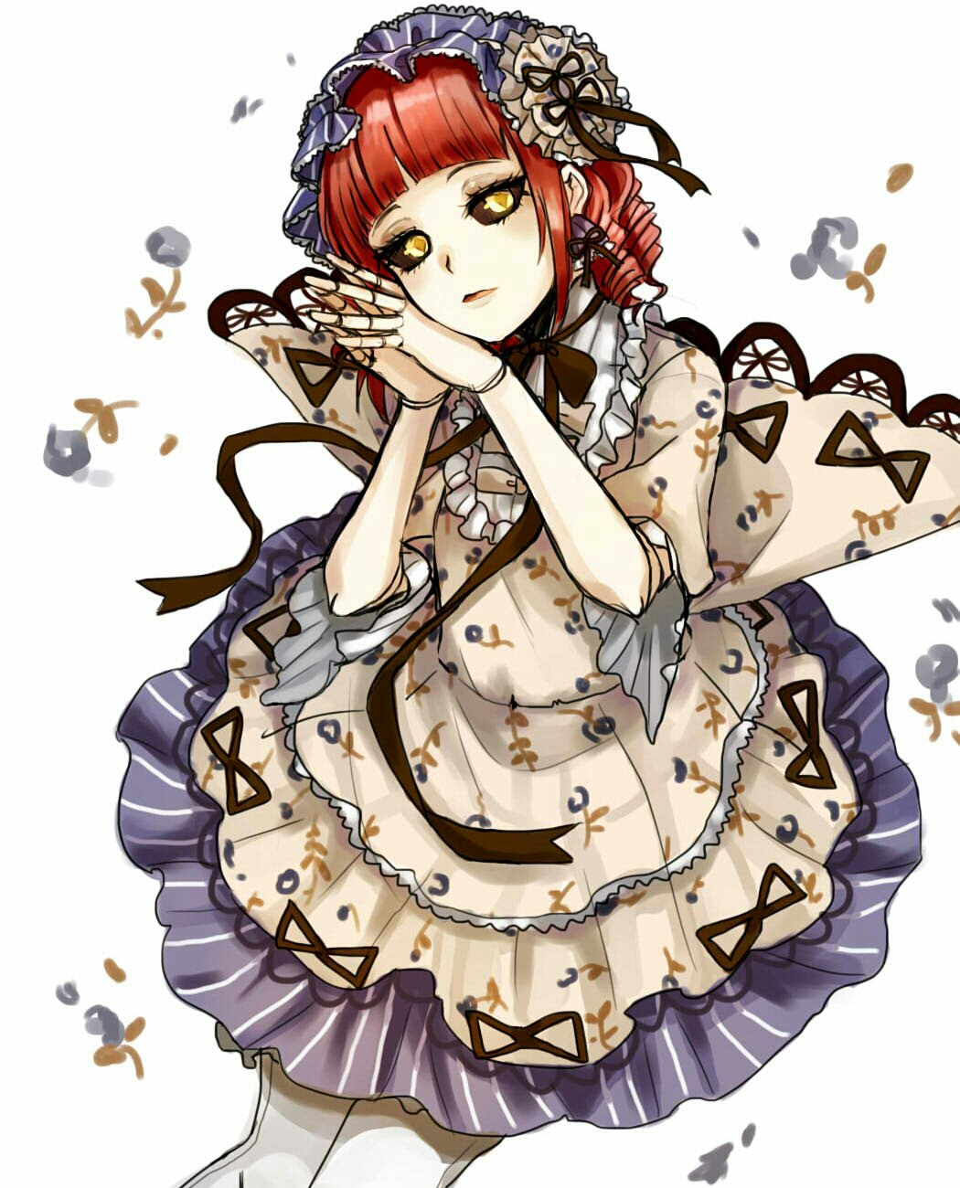 1girl, doll, doll_joints, gothic_lolita, hands_together, head_tilt, highres, kuya_(hey36253625)