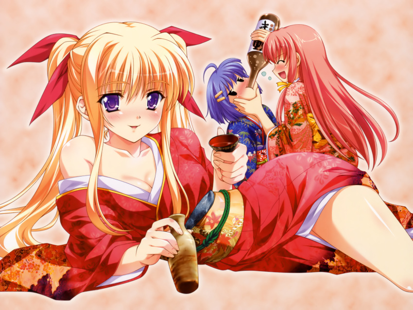 cleavage, hayakawa_natsuo, japanese_clothes, kimono, nagisano, yagyuu_aoi, yagyuu_satomi