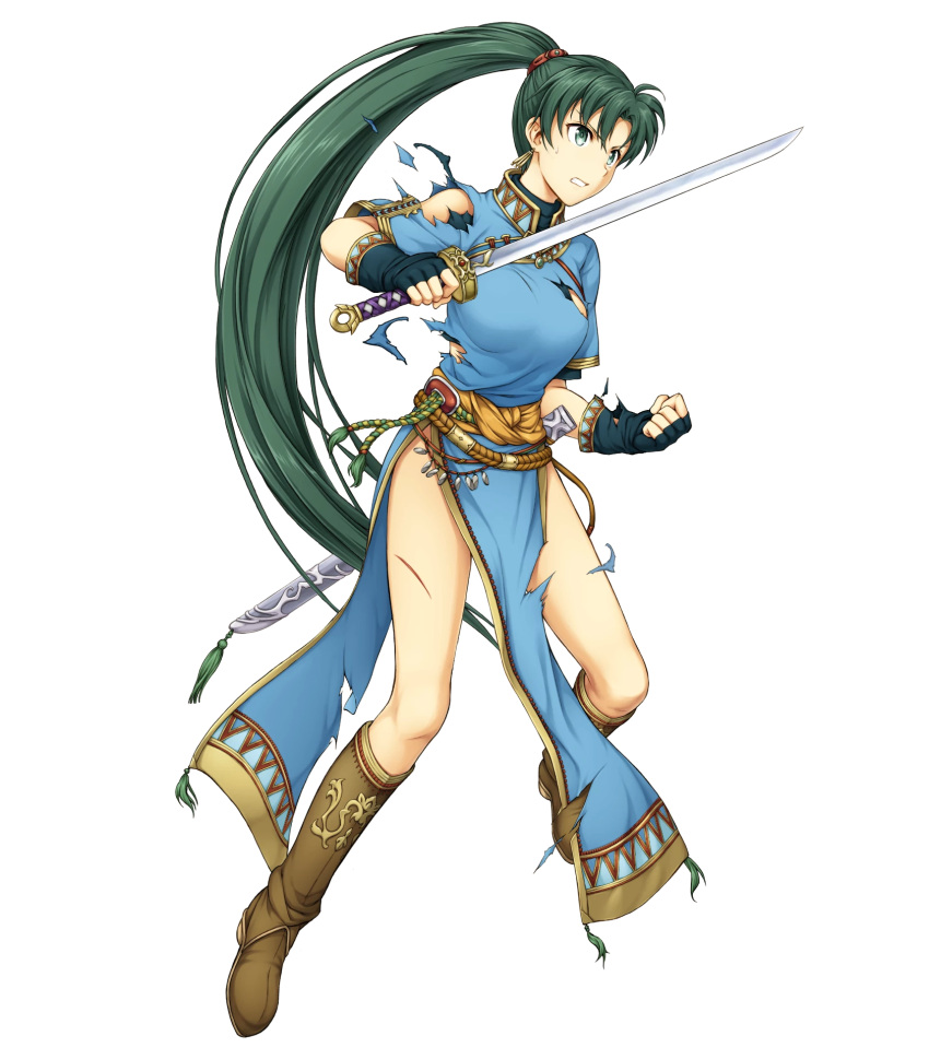 1girl, boots, breasts, dress, earrings, fingerless_gloves, fire_emblem, fire_emblem:_rekka_no_ken