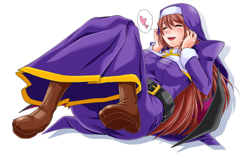 1girl, :d, ^_^, arcana_heart, arcana_heart_2, belt, blush, boots