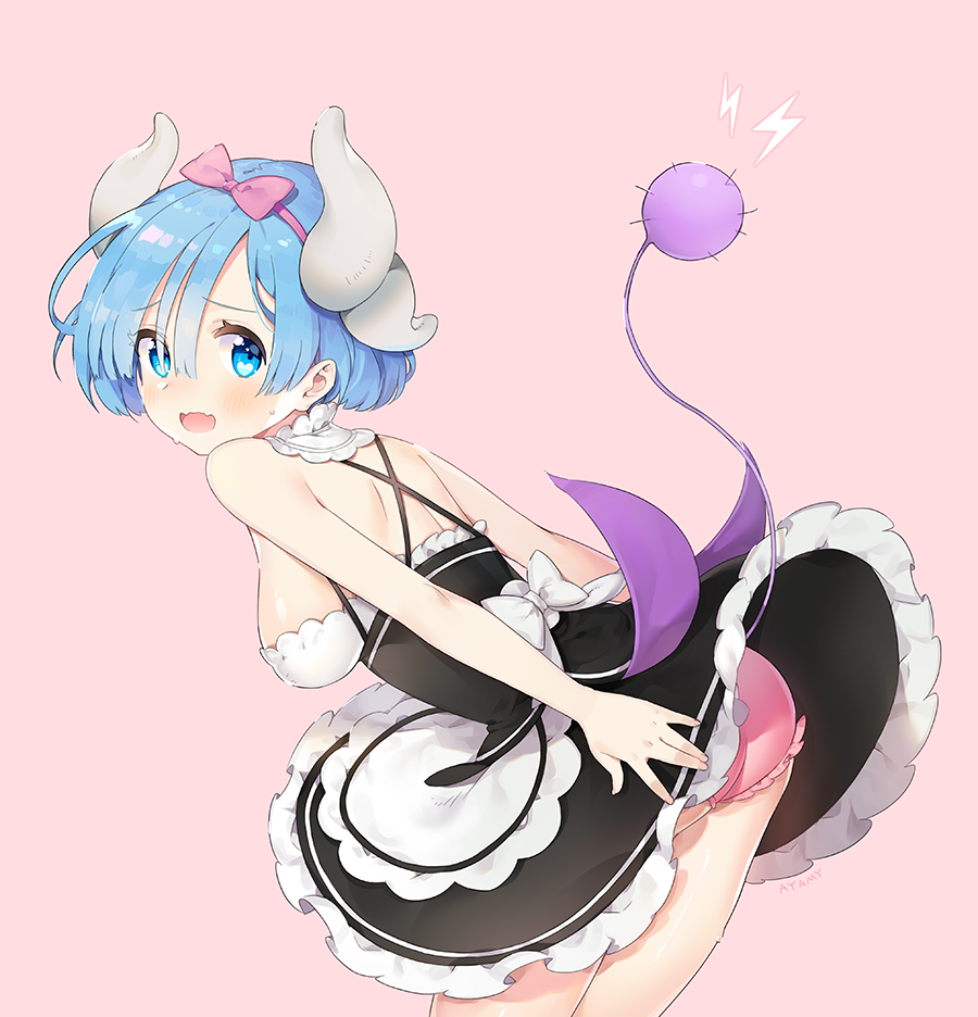 1girl, arms_at_sides, artist_name, ass, ayami_(annahibi), bare_arms, blue_eyes, blue_hair