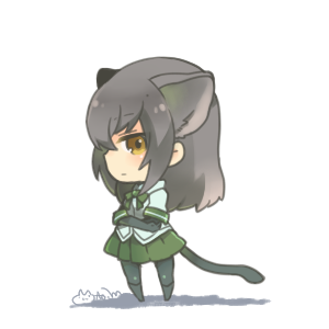 >:|, 1girl, :|, animal_ears, black_hair, blue_shirt, bodystocking, brown_eyes