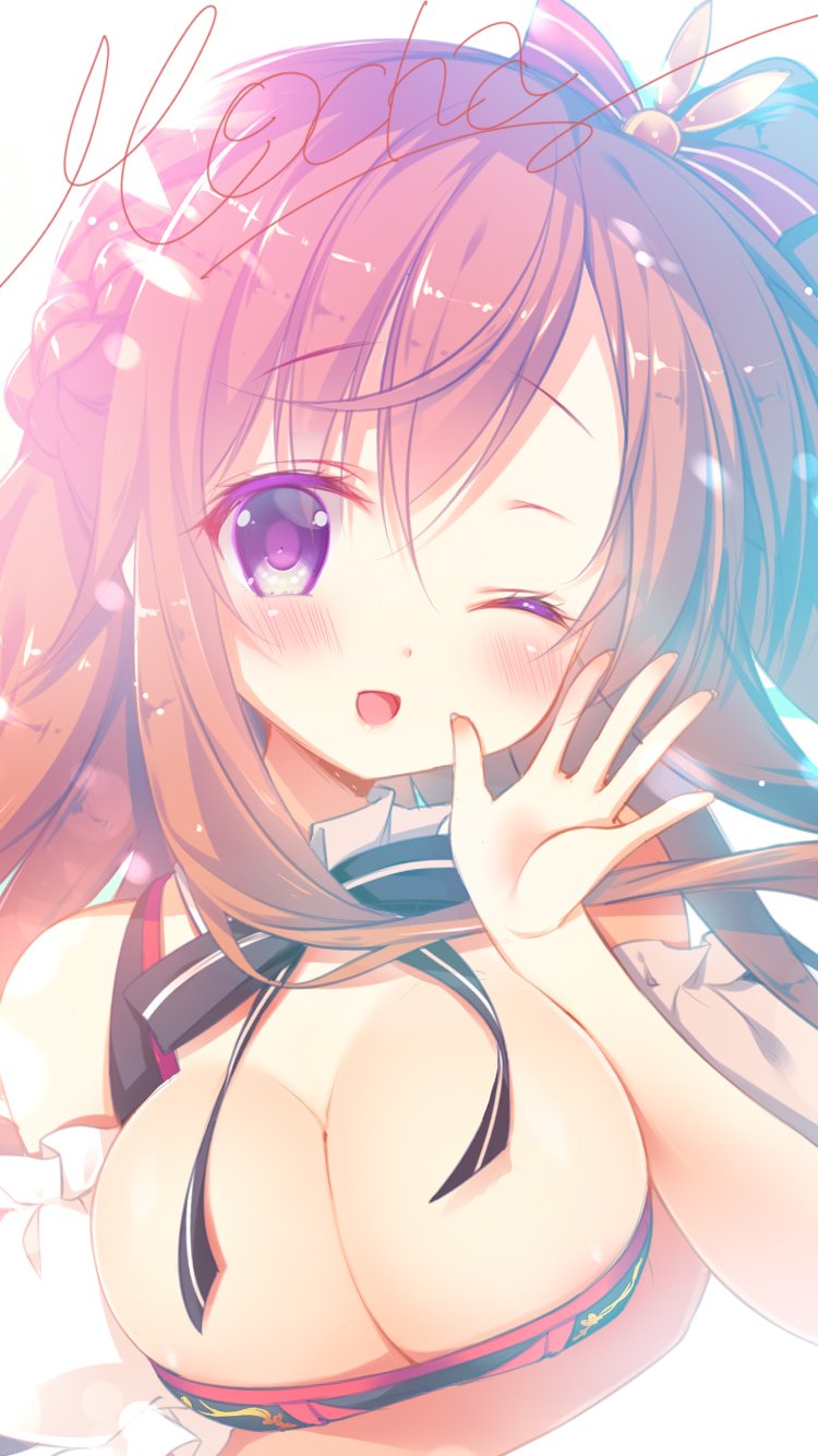 ;d, breasts, cleavage, cursive, gochuumon_wa_usagi_desu_ka?, hair_ornament, highres, hoto_mocha