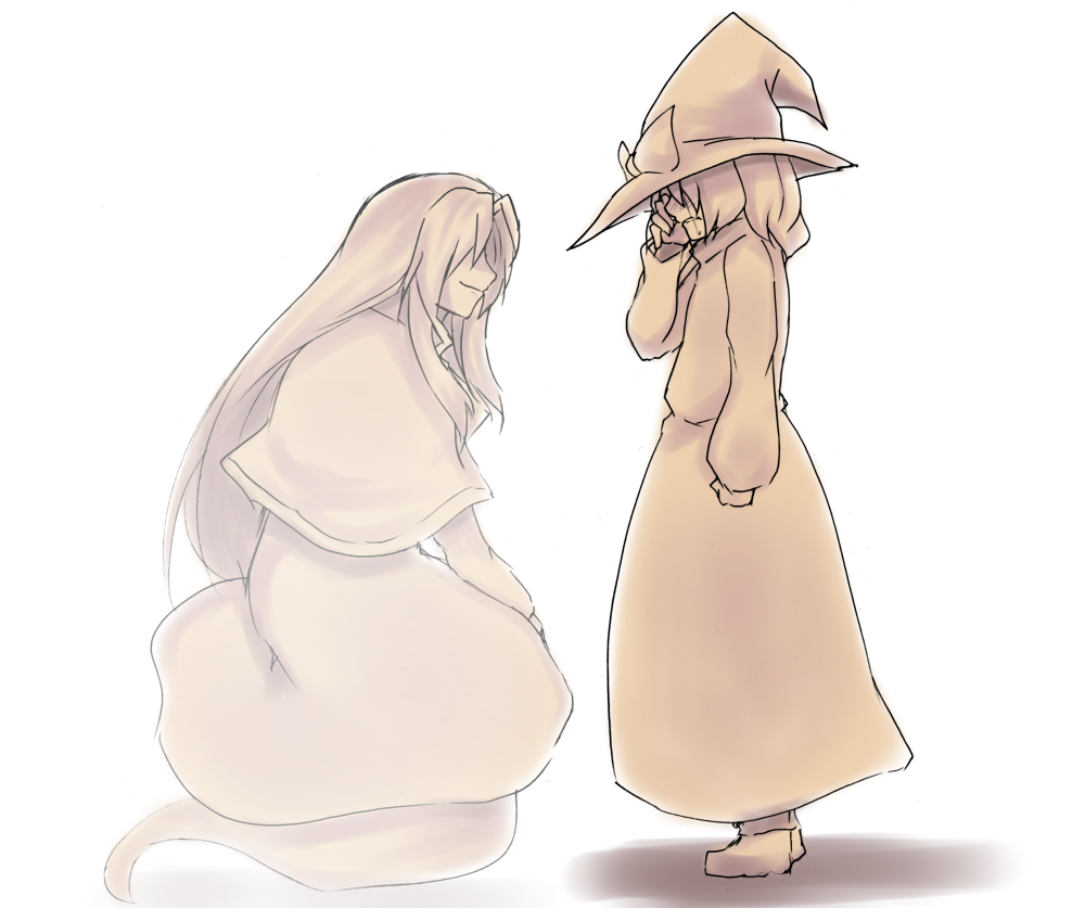 capelet, dress, fading, ghost, ghost_tail, hat, hidden_eyes, kirisame_marisa