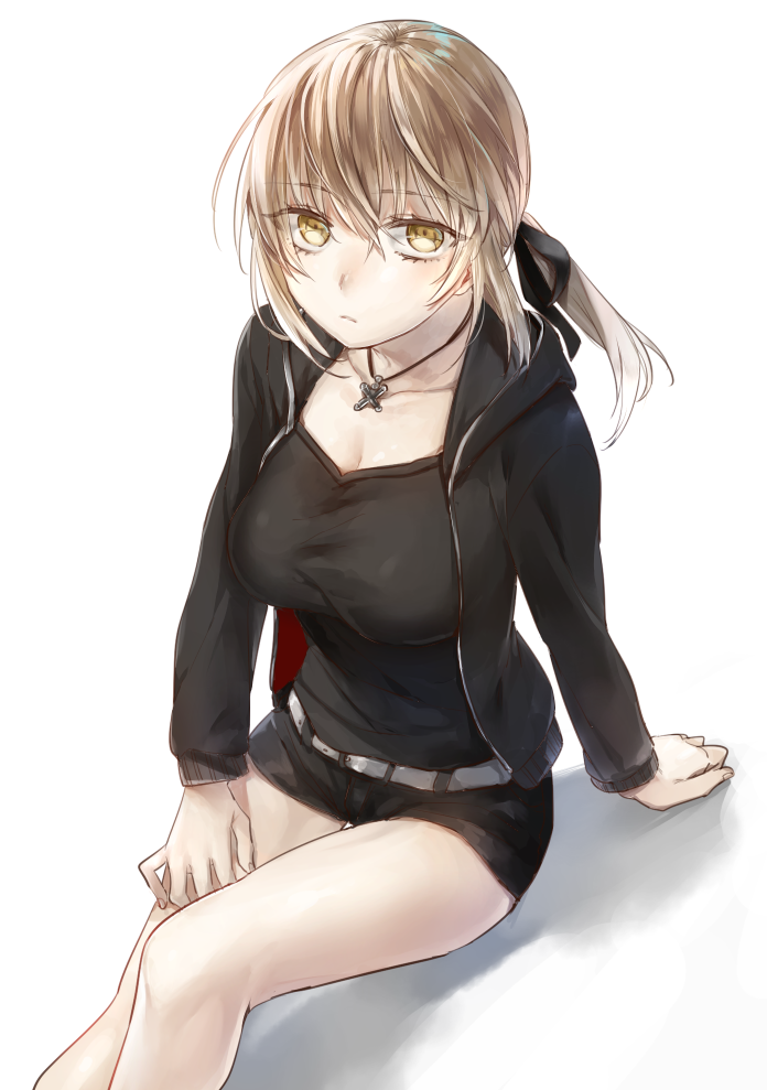 1girl, blonde_hair, fate/grand_order, fate_(series), jacket, jewelry, necklace, niimaru