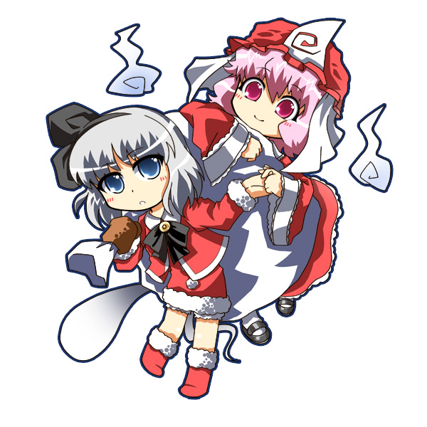chibi, chisato, christmas, ghost, hitodama, konpaku_youmu, konpaku_youmu_(ghost), multiple_girls