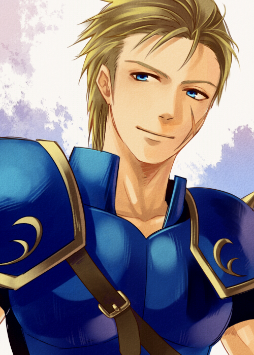 1boy, armor, blonde_hair, blue_eyes, fire_emblem, fire_emblem:_mystery_of_the_emblem, male_focus, oguma