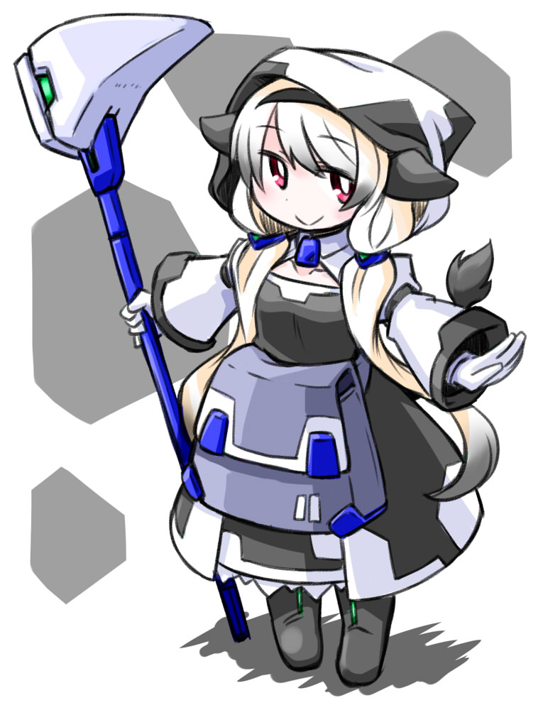 1girl, animal_ears, animal_print, bag, blonde_hair, blush, boots, cow_ears