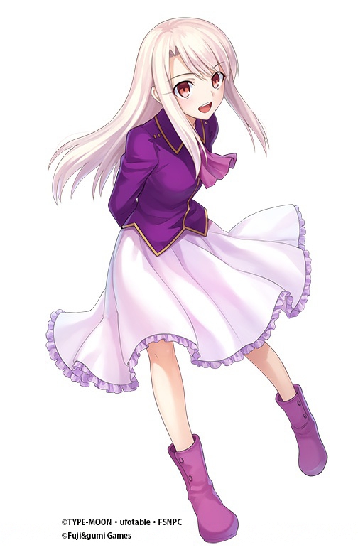 1girl, :d, arms_behind_back, boots, eyebrows_visible_through_hair, fate/stay_night, fate_(series), floating_hair