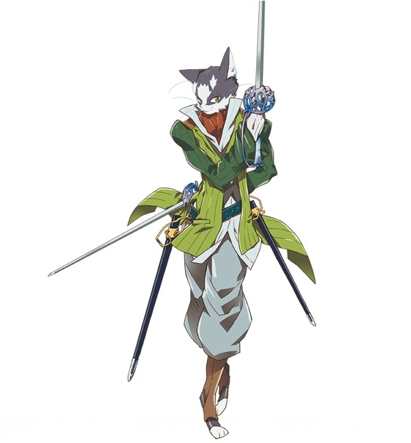 1boy, animal_ears, belt, cat_ears, full_body, green_eyes, hara_kazuhiro, holding