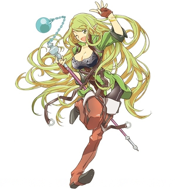 1girl, boots, breasts, brown_gloves, cleavage, eyebrows_visible_through_hair, fingerless_gloves, floating_hair