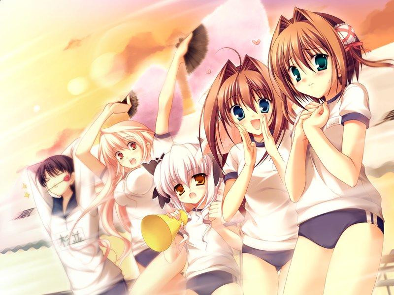 asakura_yume, buruma, da_capo_ii, fan, hanasaki_akane, jpeg_artifacts, megaphone, suginami